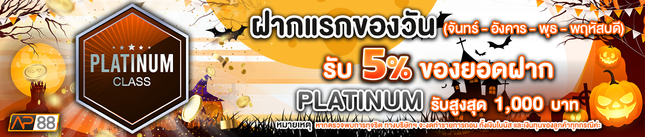 บาคาร่า คาสิโน สล็อตออนไลน์ โปรโมชั่นฝากยอดแรกของวันระดับ PLATINUM รับฟรี 5%